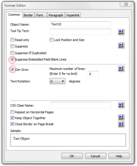 text object format editor