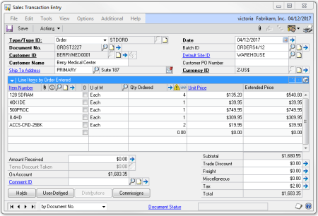 SOP Transaction example